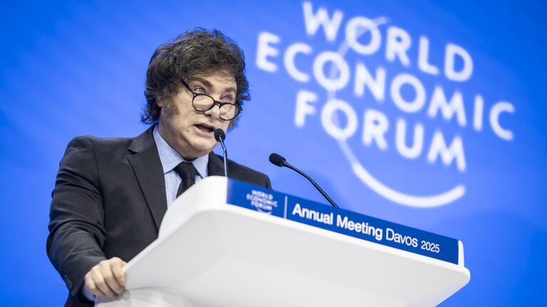 El presidente, Javier Milei, en su exposición en el Foro Económico Mundial en Davos