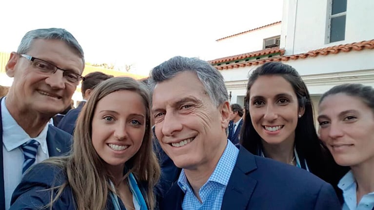 El Presidente le dio la bienvenida a gran parte de la delegación argentina.