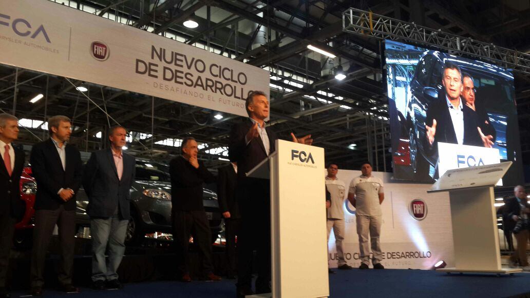 El presidente Macri hablando en la planta de Fiat. Foto: Gobierno de Córdoba