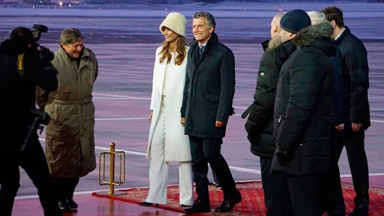 El Presidente Mauricio Macri y su esposa Juliana Awada en Moscú.
