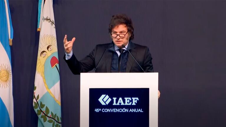 El presidente Milei ante ejecutivos en Mendoza.