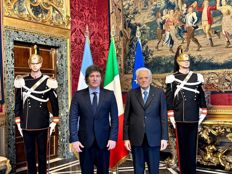 El presidente Milei con su par italiano Sergio Mattarella.