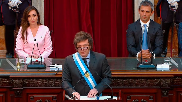 El presidente Milei en la apertura de sesiones ordinarias del Congreso.