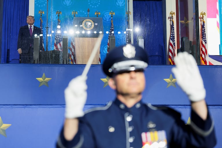 El presidente Trump durante la celebración por el día de la independencia estadounidense.