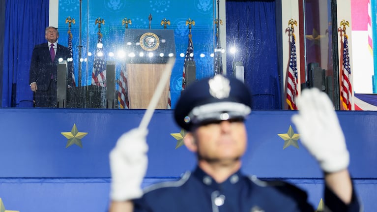 El presidente Trump durante la celebración por el día de la independencia estadounidense.