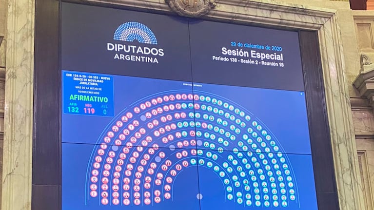 El proyecto consiguió 132 votos afirmativos y 119 negativos.