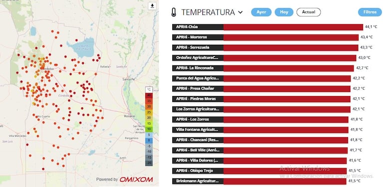 El ranking con los lugares más "calientes" de la provincia.