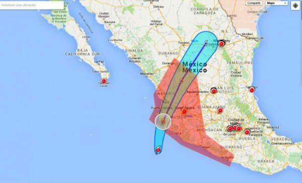 El recorrido del fenómeno Patricia. 