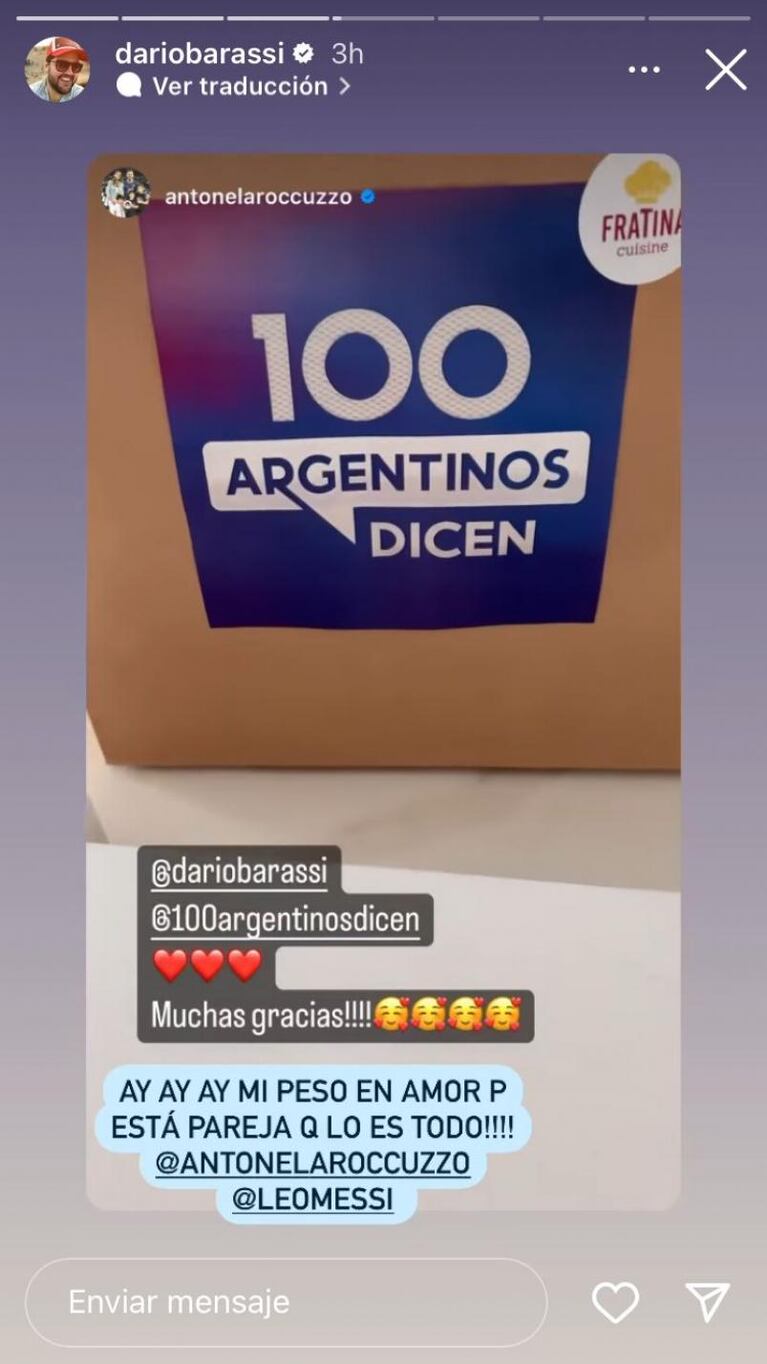 El regalo bien argentino que le mandó Barassi a Antonela Roccuzzo y Lionel Messi