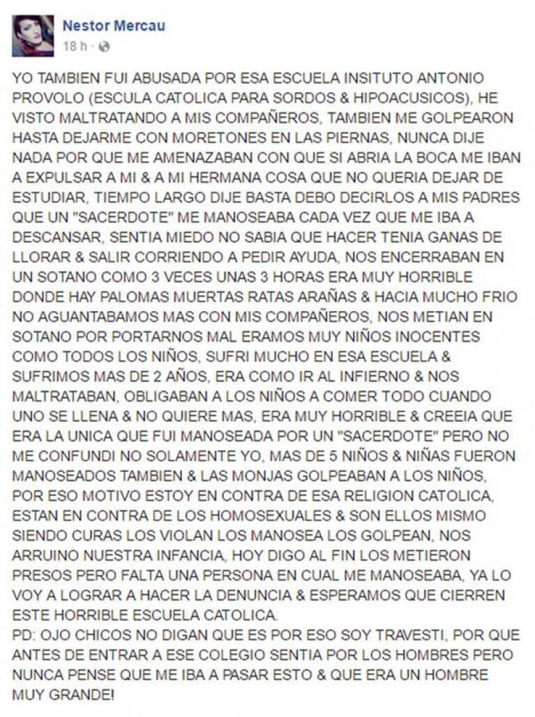 El relato de la madre de una de las víctimas de los sacerdotes 