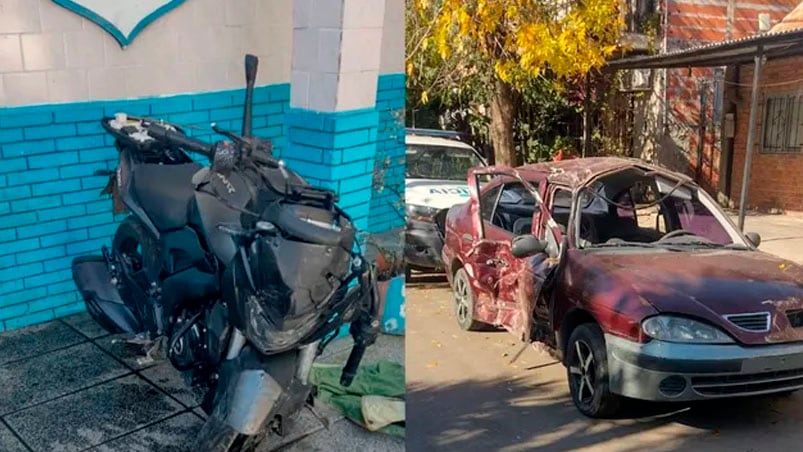 El Renault Megane quedó destruido tras el impacto. 