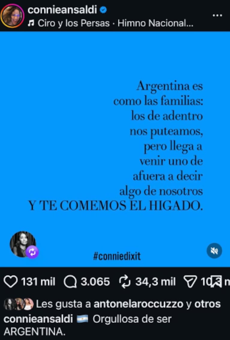 El repost de Antonela Roccuzzo.