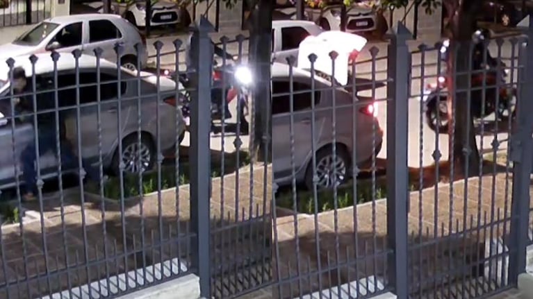El robo de la rueda de auxilio quedó filmado por una cámara de seguridad.