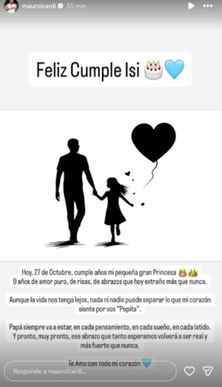 El saludo de cumpleaños de Icardi a su hija Isabella.