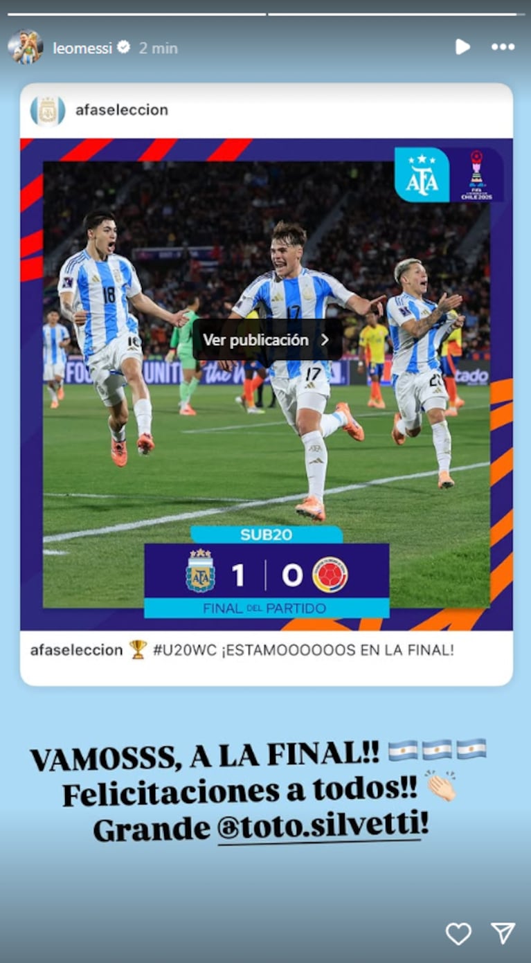 El saludo de Messi para la Selección Argentina Sub-20.