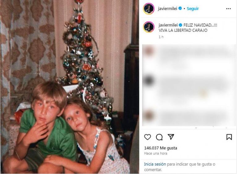 El saludo navideo de Milei con una foto indita junto a su hermana "El Jefe"