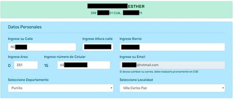 El sitio para la vacunación del Gobierno de Córdoba expuso datos personales