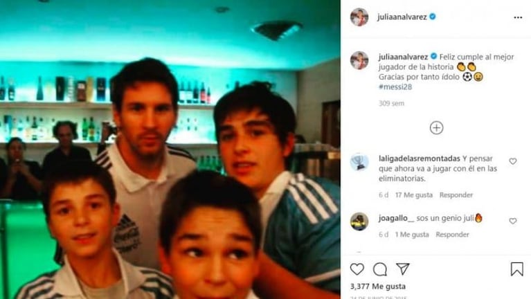 El sueño de Álvarez: de pedirle una foto a festejar con Messi su primer gol en la Selección