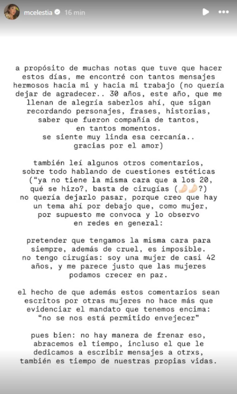 El tajante descargo de Celeste Cid tras las críticas que recibió por su “nueva cara”