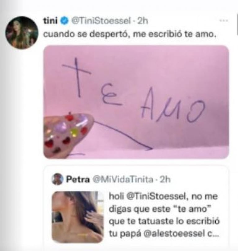 El tatuaje de Tini Stoessel en homenaje a su papá