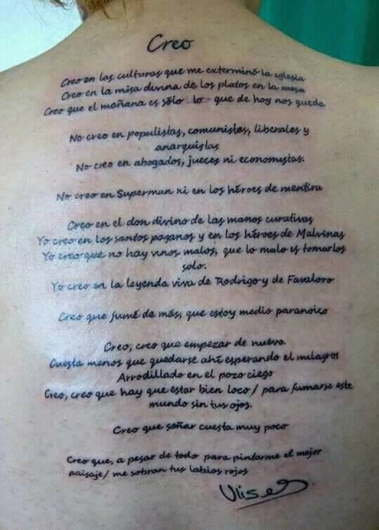 El tatuaje viral de un fanático de Ulises Bueno