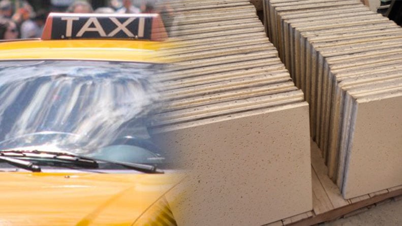 El taxista quiso hacer la diferencia robando material de la construcción.