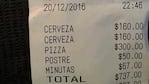 El ticket del bar de Carlos Paz que se convirtió en viral.