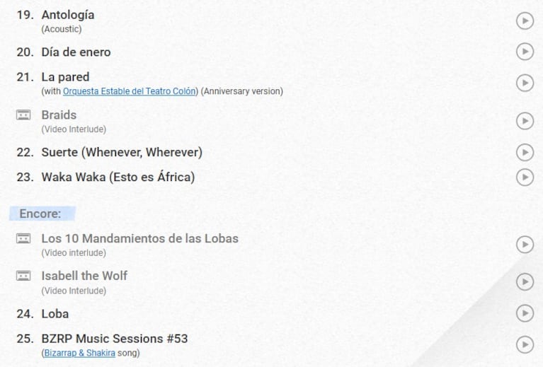 El tiempo que faltaba para que Shakira complete el show y las canciones que no cantó por la lluvia