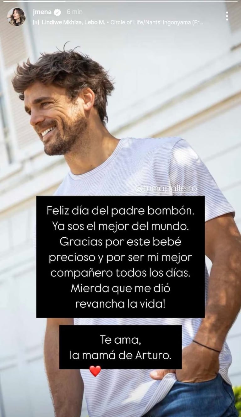 El tierno mensaje de Jimena Barón a Tuma Palleiro en su primer Día del Padre