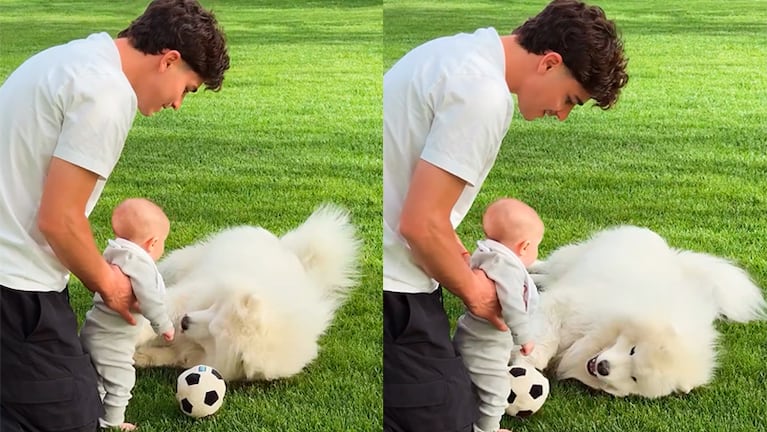 El tierno momento de Julián Álvarez con su hijo Amadeo.