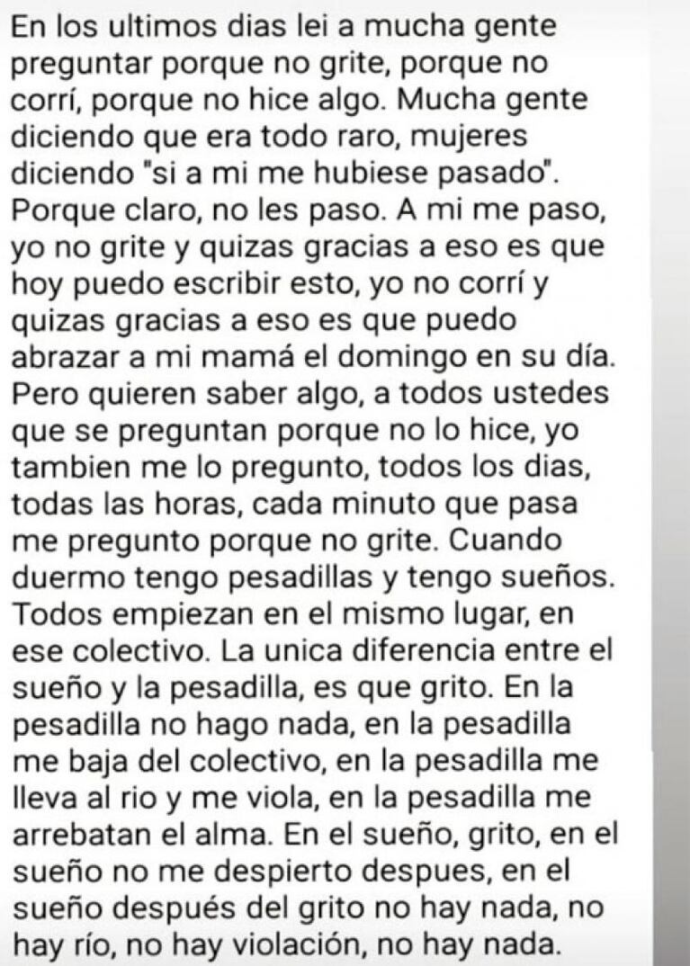 El tremendo mensaje de la joven que denunció la violación: “Me arrebataron el alma”