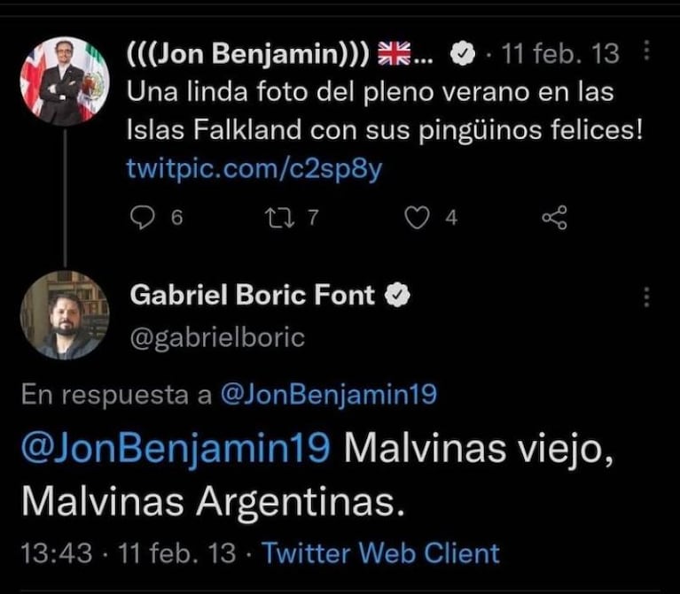 El tuit de Boric sobre las Islas Malvinas que se hizo viral tras ser elegido presidente de Chile