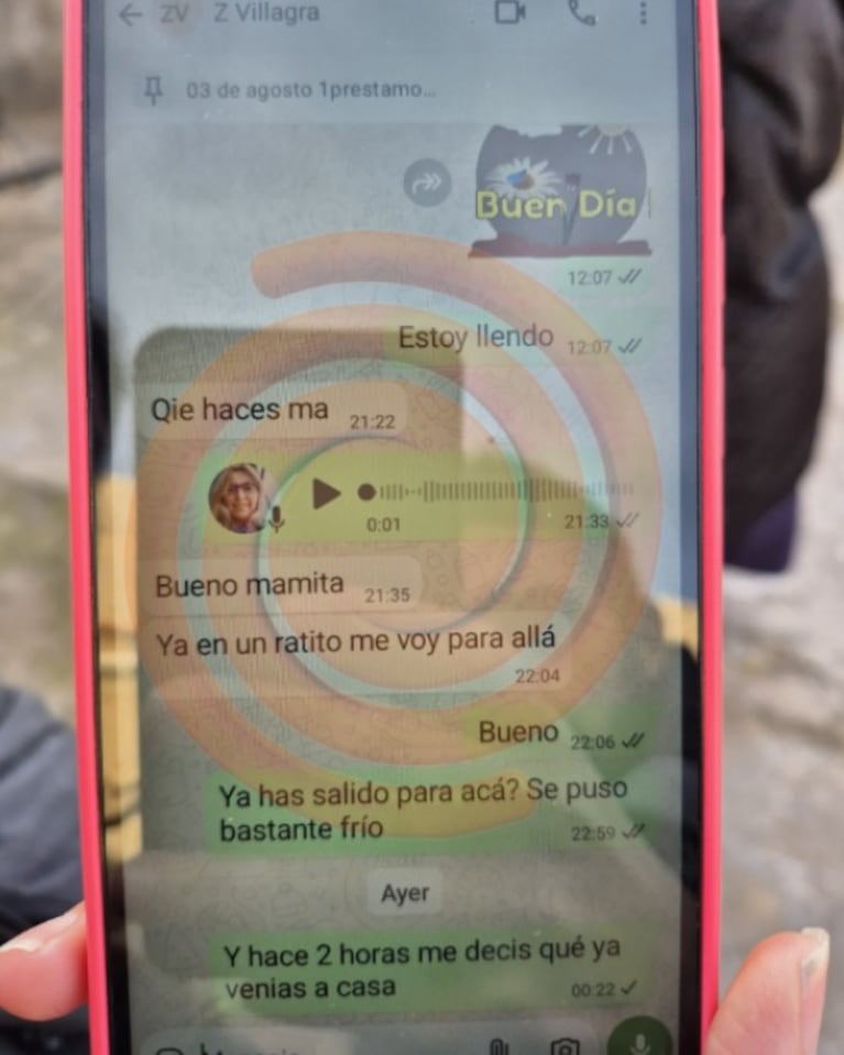El último mensaje que le mandó a su mamá antes del crimen.