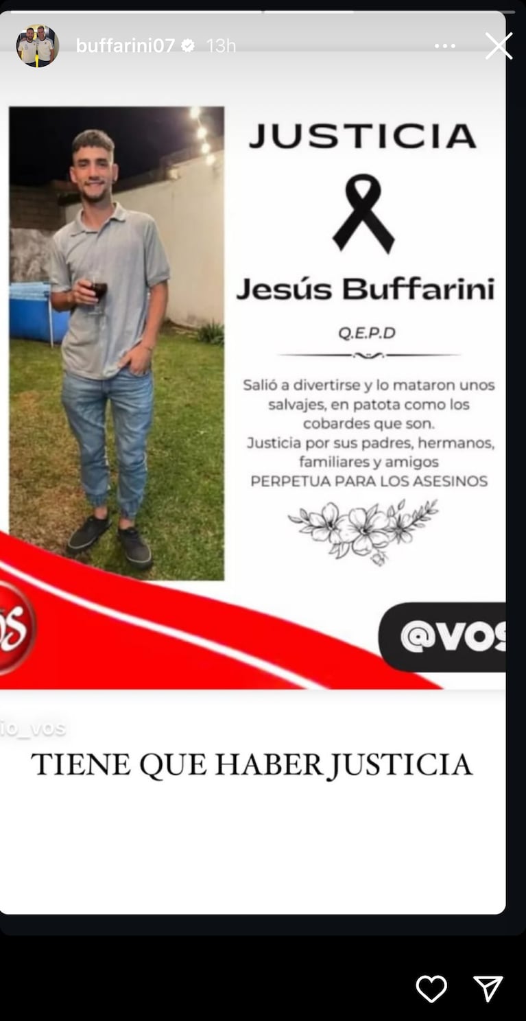 El último posteo con dedicatoria que hizo el joven asesinado a patadas