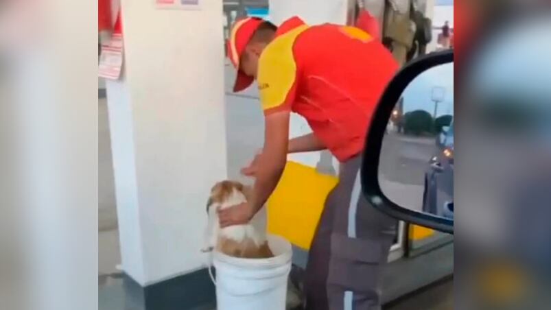 El video quedó registrado por un familiar del playero. 