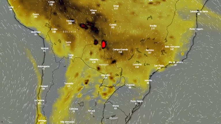 El viento norte trae el humo de los incendios del Amazonas a Córdoba