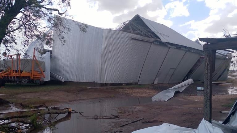 El viento provocó destrozos en campos del sur de Córdoba.