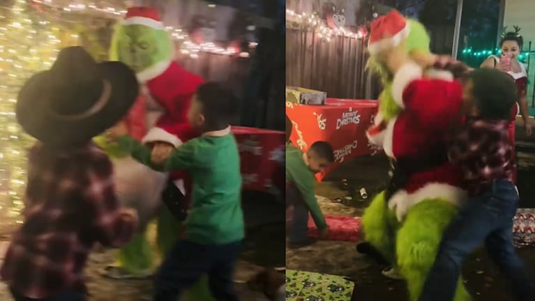 El viral de la pelea de dos niños contra el Grinch.