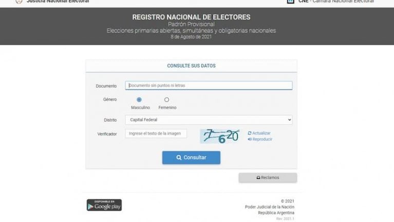 Elecciones 2021: ya se puede consultar dónde se vota