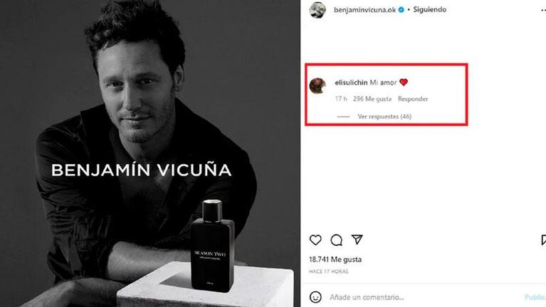 Eli Sulichin le declaró su amor a Benjamín Vicuña ante millones de seguidores