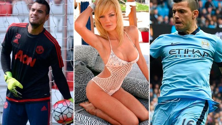 Eliana Guercio, entre el "Kun" y "Chiquito". Foto: Cedoc