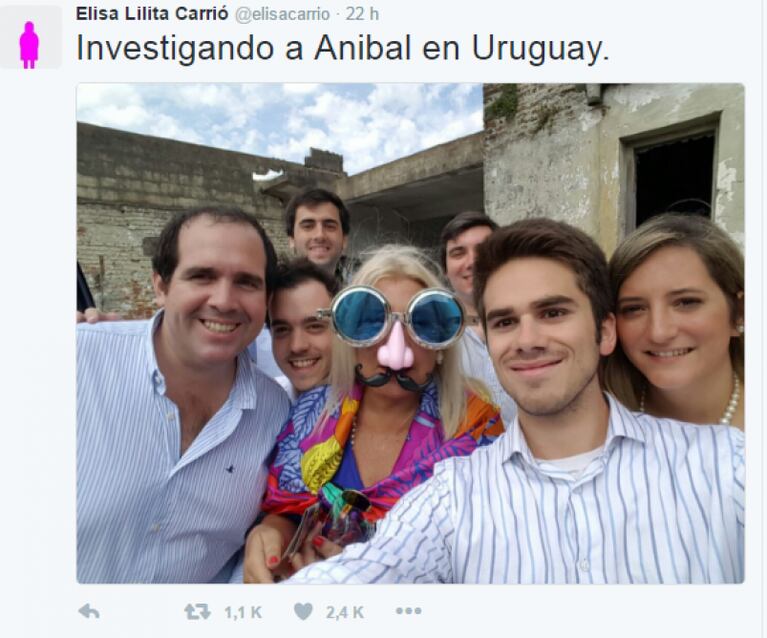 Elisa Carrió se disfrazó de Aníbal Fernández 