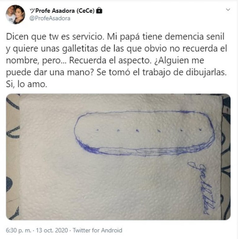 Emoción: un abuelo dibujó galletitas de su infancia para que lo ayuden a encontrarlas