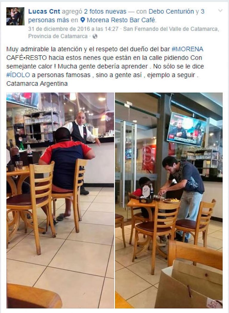 Emotivo gesto: un mozo invitó a comer a dos chicos de la calle