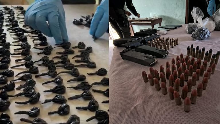 En el allanamiento se secuestraron 900 envoltorios con cocaína y armamento.