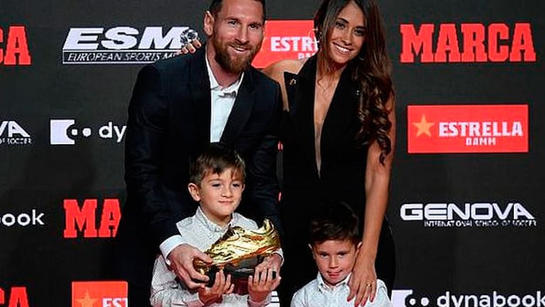 En familia. Lionel Messi, su esposa y sus hijos mayores.