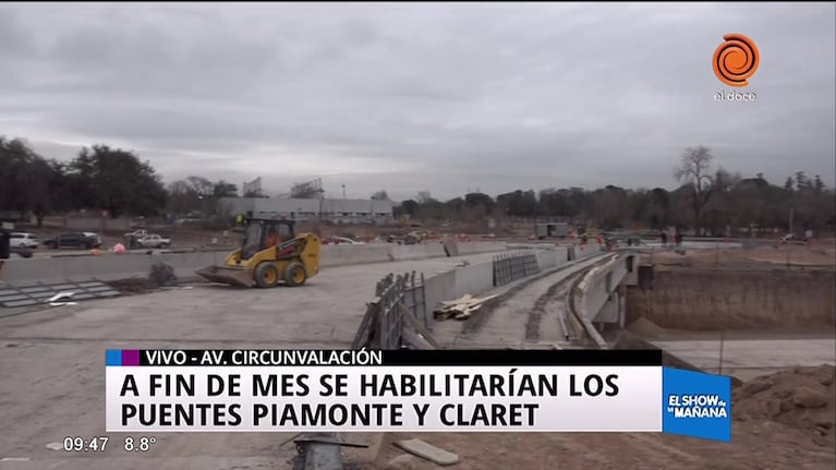 En julio terminarán los puentes Piamonte y Claret