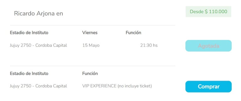 En menos de 3 horas, se agotaron las entradas para Arjona en Córdoba y se espera un mega show