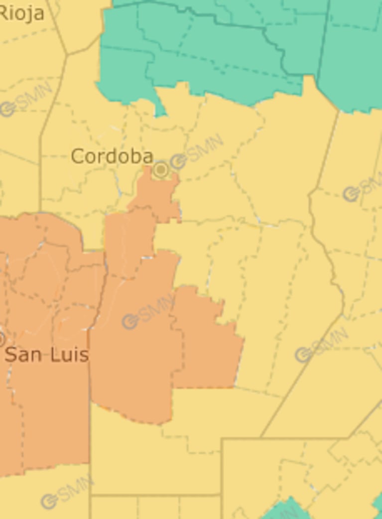 En qué zonas de Córdoba será más severa la tormenta.