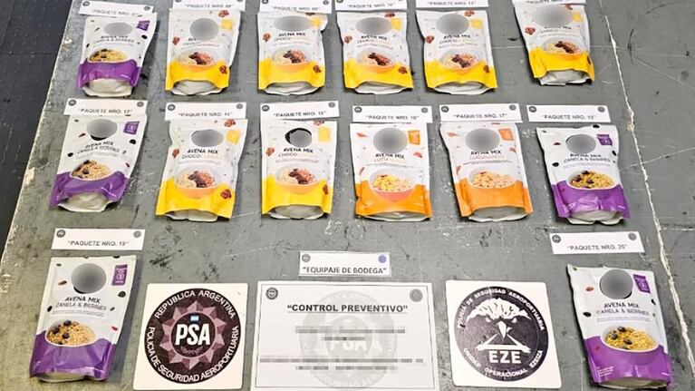 Encontraron cocaína en paquetes de avena.